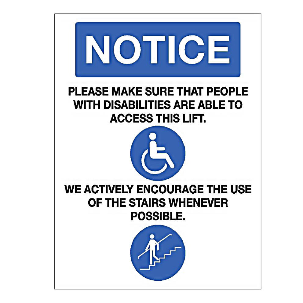 Disability Access Label Self Adhesive Label Elevator Equipment